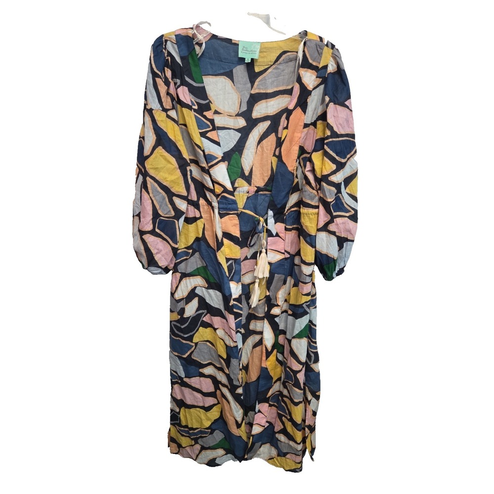 True Destinations Womens Medium Swim‎ Cover Up Boho Tassel Cotton Resort Beach